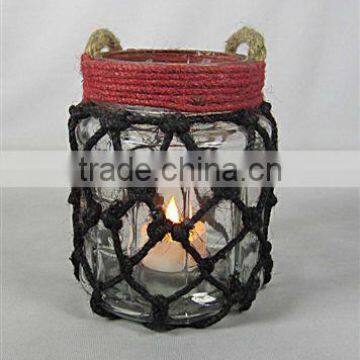 Mason Jar Lanterns, Glass Candle Holder, Hurricane Candle Holder/Wedding decor/ Home Decor/Container/Pot/Customized/Rope Design