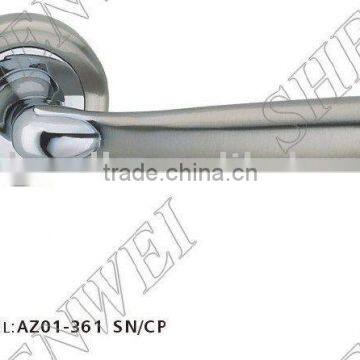 AZ03-361 SN/CP door handle on rose, zinc handle, lever handle, furniture hardware, furniture handle, door handle