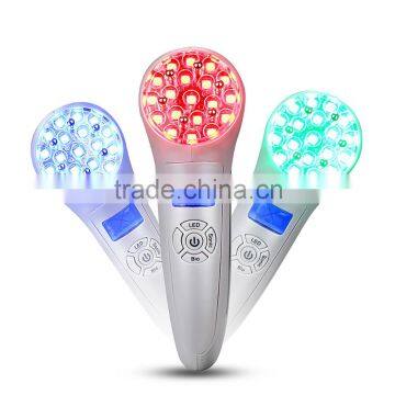 portable Bio RF Skin 3Mhz 3 Lights LED Photon Ultrasonic Facial Massager