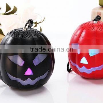 Halloween Promotional pumpkin light Gifts hands free music mini outdoor bluetooth speaker made in china with led light