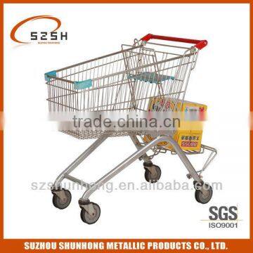 Commonly used galvanized carts in the supermarket