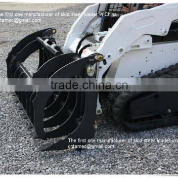 attachment for skid steer loader, extreme brush root grapple, root rake