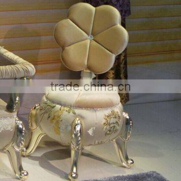BISINI Fancy Flower Shaped Solid Wood With Fabric Chair, Neoclassic Style Living Room Tea Table and Chair Set (BF01-X1198) photo-5