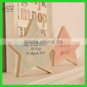 Wooden ornament Engraved wooden star Decorative wood stars