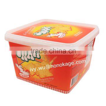 2.5L Rectangular IML Plastic Cookie Box With Printing,Cheap Biscuit Container Packaging Suppliers, Food Grade Big Containers Wit photo-4