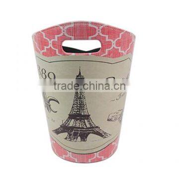 Eiffel Tower Printed Faux Leather Trash Can photo-3