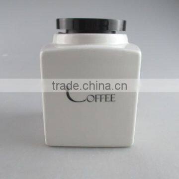 ceramic square coffee canister with plastic cover