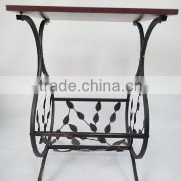 New Metal Leaf Design Magazine Table Tempered Wooden Top Coffee Table photo-2