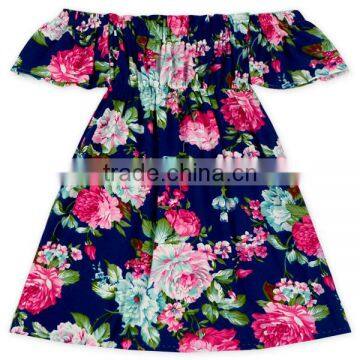 Ruffle Summer Rose Floral Off-Shoulder Flutter Sleeve Dress photo-6