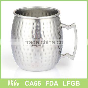 Hammered Copper Moscow Mule Mug With Brass Handle 18oz photo-2