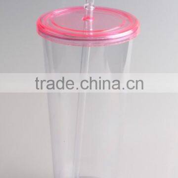 Single Wall Clear Transparent 16oz Plastic Tumbler With Straw And Lids photo-4