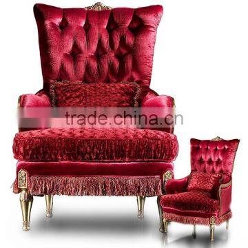 Retro Vintage French Louis Style Golden Framed Solid Wood Armchair With Leather Upholstery BF12-05274b photo-4