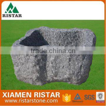 Natural dark gray garden granite stone flower pot