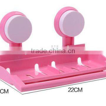 Vacuum Suction Cup Kitchen and Bathroom Plastic Multifunction Shelf/holder/soap Frame/towel Rack photo-2