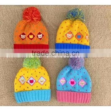 Lovely hats with top ball beanie winter cap for kids