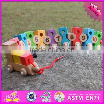 2016 New Design Educational Number and Blocks Wooden Pull Toy Car W05C079 photo-6