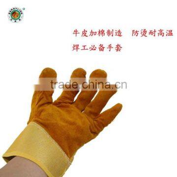 Short fire-proof cow short gloves, cheap price welding gloves for sale