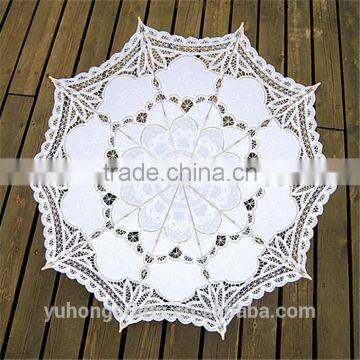 White Battenburg Lace Parasol & Bridal Lace Fan Set For Wedding photo-6