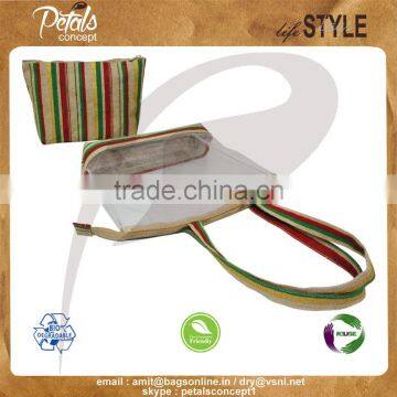 See Through PVC / PP Laminated Jute Bag With Pouch photo-6