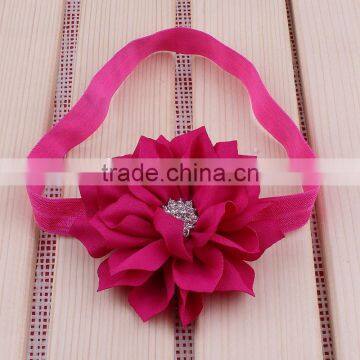 Fabric Flower Headband With Rhinestone in Center for Kids Hair Accessories photo-6