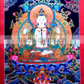 Thangka Chenrezig - The Buddha of Compassion Thangkas Handpainted in Nepal