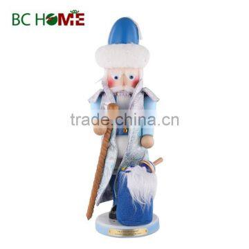 exquisitely crafted santa claus wooden Nutcracker blue bag