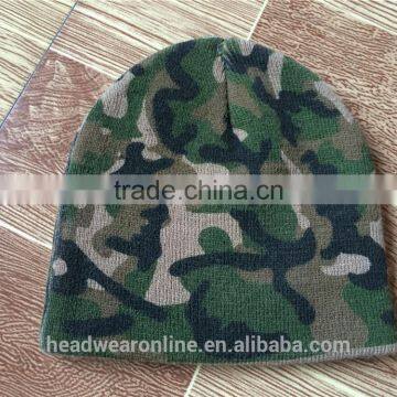 Custom Fashion Cheap Camouflage Knitted Hats With 3D Embroidery photo-3