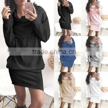 Women Casual Long Sleeve Dress Bodycon Evening Party Loose Sweater Mini Dress photo-2