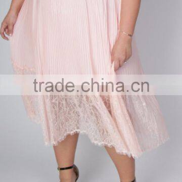 The classic ladies plus size dress pleated elegant chiffon midi skirts for fat women