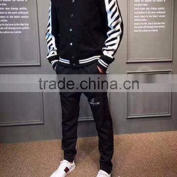 Fashion Black and White Stripe Jacket Men Casual Baseball Jacket 2016 photo-2