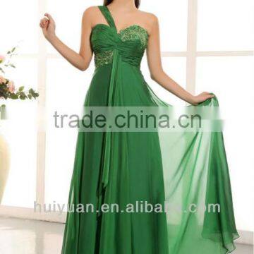 Newest One Shoulder Chiffon Emerald Green Bridesmaid Dresses