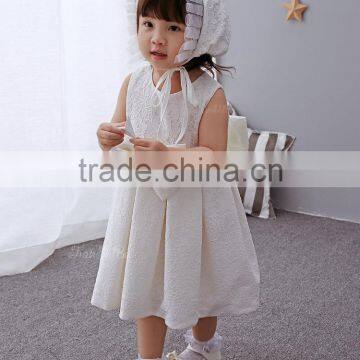 Baby Clothes Wholesale Hot Sale Chiffon Cheap 2017 Baby Clothing Children's Boutique Sleeveless Summer White Flower Girl Dress photo-2