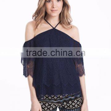 MGOO 2017 Summer Fashion Lace Top Thin T Shirt Trim Off Shoulder Bardot Lace Woven Top photo-2
