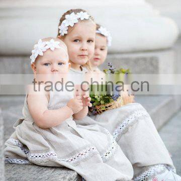 2017 New Style Wholesale Kids Clothing.Linen Flower Girl Dress Lace Children Long Frocks Designs photo-5