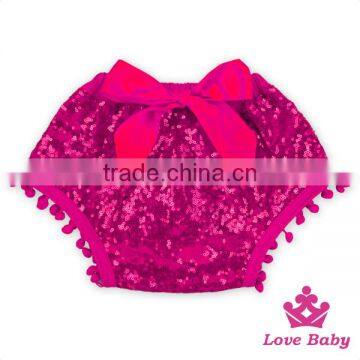 Plain Hot Pink Sequins Baby Bloomers 0-2 Years Old Girls Cotton Bloomers Fashion Style Baby Bloomers Wholesale