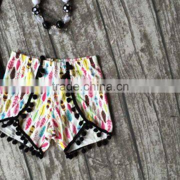 Baby Girls Summer Clothes Girls Children Spirit Girl Outfits Kids Arrow Outfits Black Top With Feather Shorts With Accessories photo-4