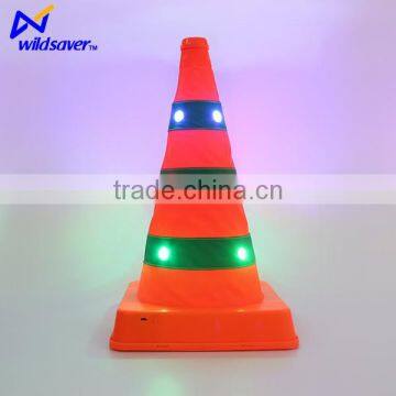 LED Collapsible Safety Traffic Cones with RGB LED Light