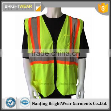 ANSI reflective zipper closure contrast fluorescent vest