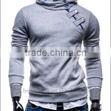 Fashion pullover hoodie sweatshirt with zipper and polo neck for man