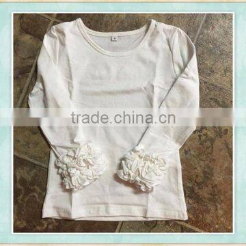 Lastest long tops designs white cotton ruffle tops picture fall clothes for girls