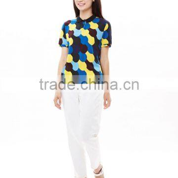 Women's Super Thin Mecerized Cotton Full Printing Polo Shirt photo-2
