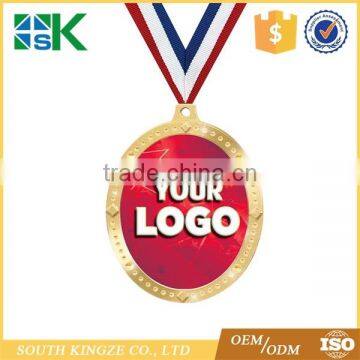 3D embossed custom metal medals and awards with polyester ribbon