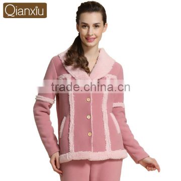 Factory price Qianxiu sleepwear factory ladies 100% polyester pyjamas