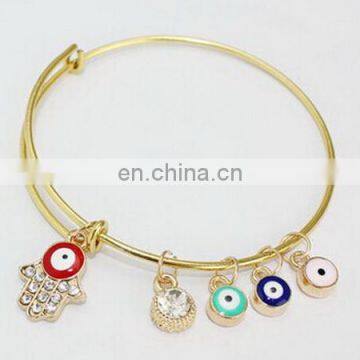 New Fashion Shiny Rhinestone Hand Charm Alloy Women's Metal Bangle