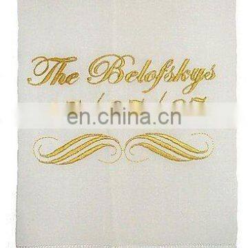 Hemstitched linen tea towel with embroidery