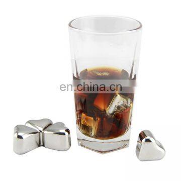 Wholesale heart shape Stainless Steel Whiskey Chilling Reusable Ice Cubes