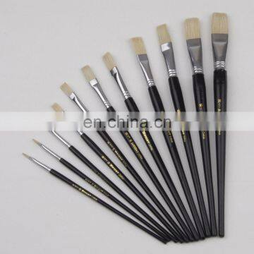 Short Wooden Handle Artist Bristle Paint Brushes