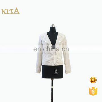 Women Latest Fashion Leather Jacquard Jacket