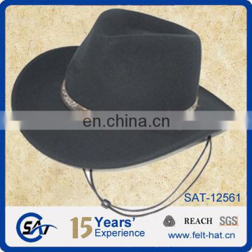 2015 fashion wool felt cowboy outdoor hat with wind break