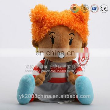 China plush toys manufacturers made 3D face African American dolls